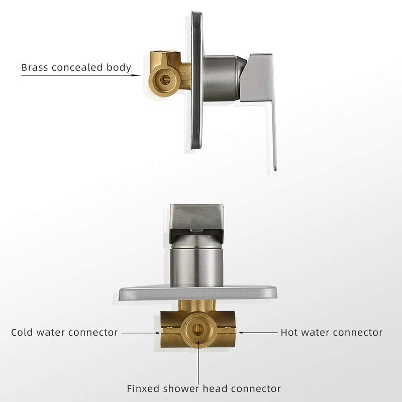Heable Shower Faucet Set Brushed Nickel, Bathroom Rainfall Shower System with Stainless Steel Metal Shower Head, Single Function Shower Trim Kit with Rough-in Valve - Image 5